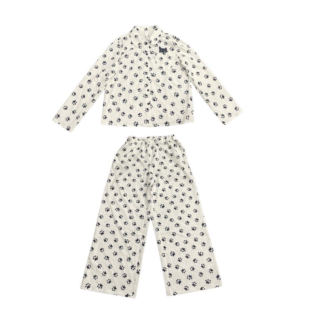 Cider Two Piece Loungewear Pajama Set SZ S Cat Paw Novelty Print Sleepwear NWT